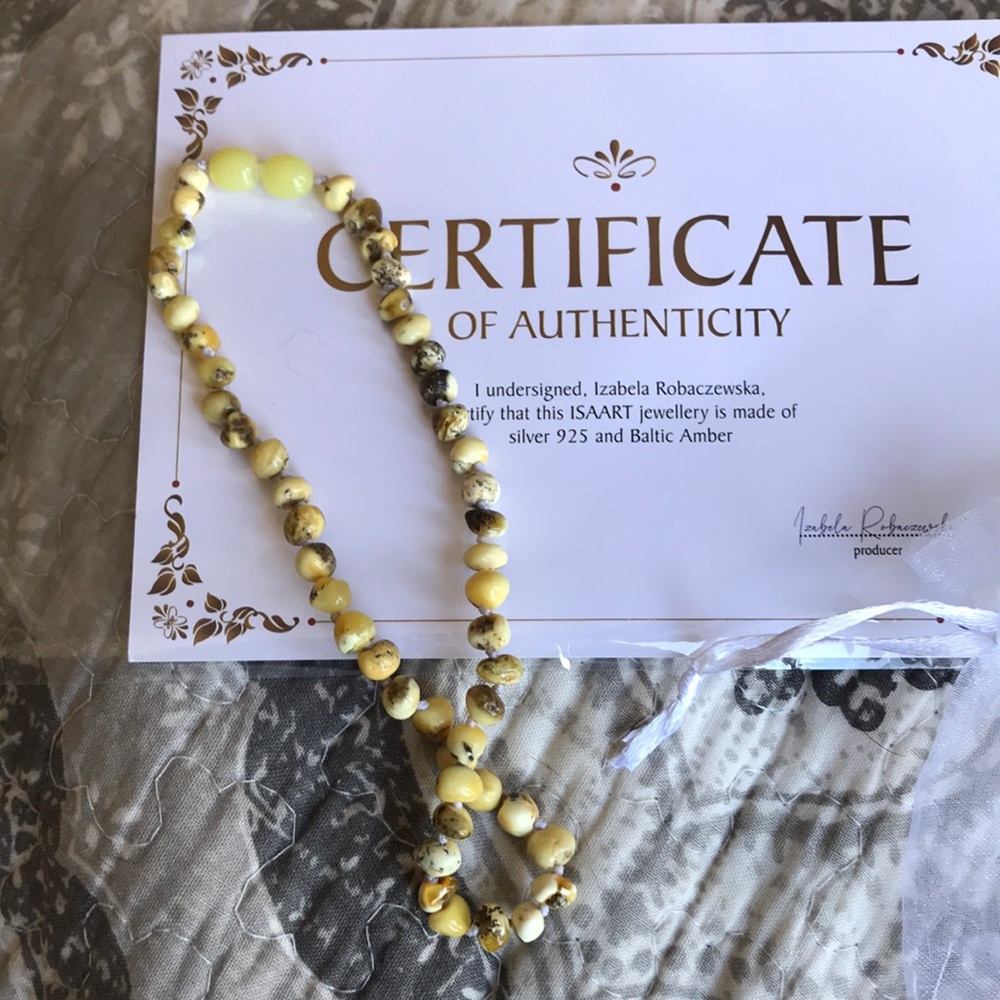 Baby real amber teething necklace